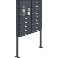 14er Briefkasten Standanlage Freistehend RAL 7016 Anthrazit Klingel