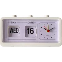 Réveil de bureau manuel à calendrier sauteur blanc pour chambre d'étude et bureau