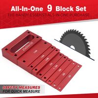 Set de 9 cales de hauteur métriques en aluminium – Gabarits de mesure pour défonceuse – Outil de précision pour menuiserie et agencement