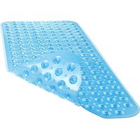 Tapis de douche pour baignoire 40 x 16 pouces, antidérapant et extra large, tapis de baignoire avec ventouses, tapis de salle de bain lavable en machine avec trous de drainage, bleu