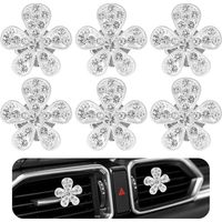 CCYKXA 2,9 cm große, 6er-Set Auto-Lufterfrischer-Clips in Gänseblümchenform – Accessoire für den Innenraum – Glitzernde Gänseblümchen – Lüftungsschlitz-Clips fürs Auto – Dekoration für den Innenraum