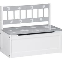 2 en 1 Banco Infantil con Baúl de Almacenamiento para Niños de +18 Meses Carga 50 kg 60x30x50 cm Gris y Blanco