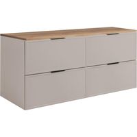 Mobiletto da bagno, Cashmere / Rovere Craft, maniglia nera, 120 (2 x 60) x 46 x 57 cm