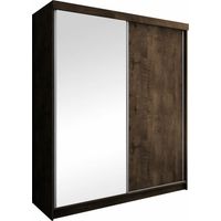 Armoire Dover 107, Chêne sombre, 200x200x62cm, Portes d'armoire: Coulissantes, Nombre d'étagères: 9, LED: Disponible