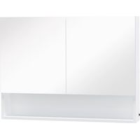 Armoire de toilette murale avec miroir, éclairage LED, étagère ouverte et étagère intérieure, 80 x 15 x 60 cm