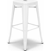 Tabouret de bar en métal blanc mat style industriel - Hauteur 76 cm