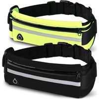 Ensemble de 2 ceintures de course pour le sport, imperméables, sac banane pour hommes et femmes, sportives, réglables et réfléchissantes pour la course à pied.