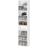 Étagère CD DVD 260 disques étagères ajustables design étroit système antivuelco blanc 33x24x140 cm