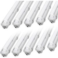 Wolketon 10X LED Feuchtraumleuchte Badlampe Keller Wannenleuchte Tube Lamp 150cm 1 x 24W T8 Röhre Kaltweiß 6500K IP65