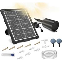 Aérateur de bassin solaire, 3 modes, pompe à air solaire, faible bruit, étanche IP68, convient aux bassins à poissons de jardin.