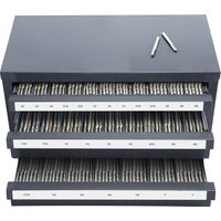 Mophorn Armadio distributore per fresature a fine corsa, organizzatore a tre cassetti per fresature a fine corsa da 1/8" a 1", soluzione di stoccaggio in acciaio con etichette, design imponibili