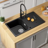 Anycee Max 78 x 45 cm Einzelbecken Quarzspüle Granit Küchenspüle – Granitspüle mit Abtropffläche