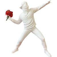 ORION91 ESTATUA RESINA BANKSY LANZADOR FLORES BLANCO 21 X 18 X 5 CM - SPAZIOLUZIO