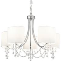 Searchlight Nina - Luminaire suspendu à 5 ampoules à bras multiples, chrome, cristaux avec abat-jour, E14