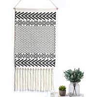 MINKUROW Macramé Para Colgar En La Pared Boho Chic Tejido Tapiz Bohemio Algodón Tejido Pared Arte Decoración De Pared Para Dormitorio Bebé Habitación Telón De Fondo (Borde)
