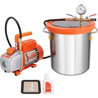 Mophorn kit de bomba de 3,5 CFM y cámara de vacío de 5 galones de, tapa de vidrio templado, bomba de vacío de una etapa con 250 ml de aceite, ideal para estabilizar madera, desgasificar siliconas