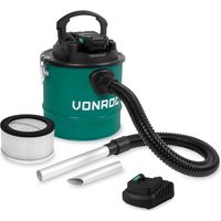 Vonroc – Aspirateur à cendres sans fil 20V – Réservoir 12L – Filtre HEPA lavable – Batterie 2.0Ah et chargeur rapide inclus
