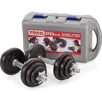 Ensemble D'haltères En Fonte 20kg York Fitness Percés 2.54cm Gym Workout