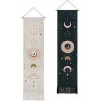 Tapestry Stars Tapstances Psychedepc Wall Hanging Decoration Tapestry for Bedroom 51 x 13 inch (130 x 32 cm), Black + White