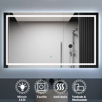 Large LED Bathroom Mirrors with Bluetooth Speaker Anti Fog 3x Magnifying 6000K Cool White Light + 2700K Warm Lights - 1400x800mm