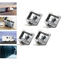 Lot de 4 poignées en T pour boîte à outils - En acier inoxydable - Pour camion, remorque - Avec 8 clés