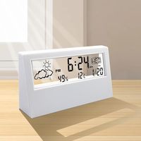 Horloge de bureau, réveil numérique, design moderne transparent, température, humidité, horloge de bureau à piles pour bureau, salon, chambre, etc.