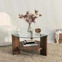Dmora - Wohnzimmertisch Alnitak, Niedriger Wohnzimmertisch, Kaffeeregal, Couchtisch für Sofa, 75x75h40 cm, Nussbaum, mit verstärkter Verpackung