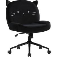 IWMH Chaise de bureau sans accoudoir avec roulettes, Chaise d'ordinateur ergonomique à jambes croisées, Siège large et réglable en hauteur (Noir)