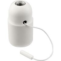 Portalamparas roscado liso con tirador e27 blanco