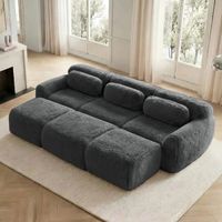 Sofá modular panorámico con 3 otomanas - 291 x 179 x 73 cm - Sofá Cloud de tela de felpa y cojines - Gris