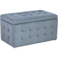 Pouf Cassapanca Imbottito in Velluto Grigio Stile Chesterfield Michigan