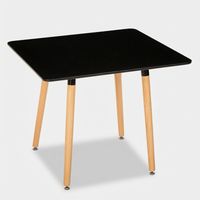 Table de cuisine bar restaurant carrée 80x80 en bois design nordique Fern - Noir