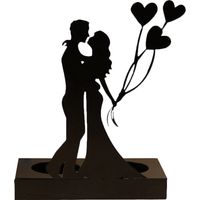 Porte-bougie en Fer Couple Romantique - Statue de Bougie Cadeau pour Anniversaire de Mariage