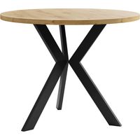 Table basse Dearborn 106, Chêne Artisan + Noir, 50x0x0cm, Diamètre: 65, Stratifié, Rond