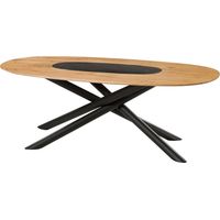 Esstisch oval Akazie 200x100x76 natur lackiert / Mikado-Beine rund schwarz