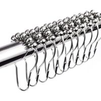 Crochets anneaux de rideau de douche en acier inoxydable chromé – Lot de 12 – Dimensions 69 x 39 mm – Compatible barres jusqu'à 1 1/8 - 12pcs