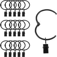 Set di 20 passanti per tende in metallo argentato con clip, diametro interno - 38 mm