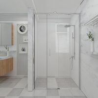 Box Doccia 155 cm Muro Muro Con Ingresso Agevolato Con Un Cristallo Fisso e Uno Scorrevole Altezza 200cm