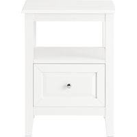 Mesita de Noche con 1 Cajón y 1 Estante Abierto Mesa Auxiliar para Salón y Dormitorio Blanco 45 x 35 x 60 cm FBT131-W SoBuy ES