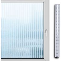 Randaco Fensterfolie Streifen,Sichtschutzfolie Fenster Milchglasfolie,statisch haftend ohne Klebstoff,Anti-UV Folie für Bad und Büro,90x200CM,2 Stück