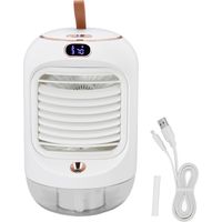 Mini Air Conditioner Humidifier Aromather 3 Gears 5 Blades USB Charging Night Light Water Cooling Fan White