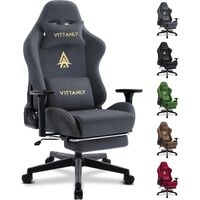 Gaming-Stuhl, atmungsaktiver Bürostuhl aus hochwertigem Stoff, neuer verstellbarer und drehbarer Schreibtischstuhl mit Fußstütze, Grau