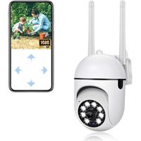 Caméra Surveillance WiFi Exterieure, Caméra de Sécurité Exterieure 1080p, 360° PTZ Security Camera, Vision Nocturne Couleur, Audio Bidirectionnel, Suivi Automatique, pour Chien/Bébé/Maison
