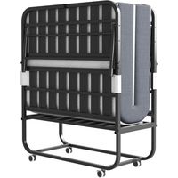 75" x 38" Inch Extra Long Folding Bed for Tall People, Heavy-Duty 450lbs Capacity Rollaway Guest Bed with 5" Memory Foam Mattress, Portable Space Saving Twin Size Bed