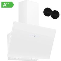 Hotte aspirante murale inclinée 60 cm – Classe A+ – Débit d'air 700 m³/h – 3 vitesses – Recyclage avec filtre à charbon – Touche tactile