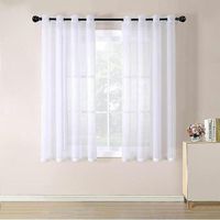 2 Panels 134x160cm White Sheer Voile Curtain - Eyelet Gradient - For Kitchen Living Room Bedroom