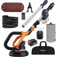 Maxxt – Ponceuse à cloisons sèches électrique 20V Max – Moteur Brushless – Aspiration intégrée – Pour plafonds en pop-corn – Vitesse variable 600-1200 tr/min