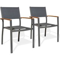 ORSINO - 2er-Set Gartensessel aus Aluminium und Akazie - Anthrazitgrau - REMARQUABLE