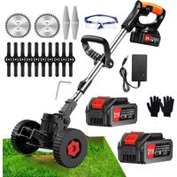 Coupe-bordure à batterie 21V avec 2 batteries 2,6Ah – Chargeur inclus – Moteur en cuivre pur – Coupe nette pour terrains difficiles