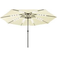 Ombrellone da esterno con LED e palo in metallo 400 cm colore sabbia 020008183